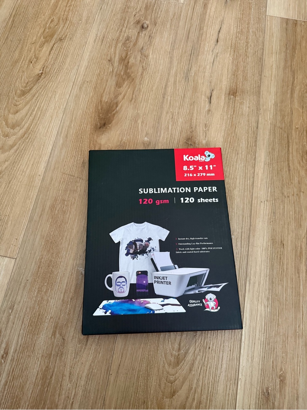 Koala Black Sublimation Paper - 120 GSM, 120 Sheets (8.5" x 11")